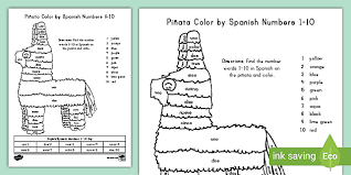 In this printable, children match illustrations of weather conditions with the appropriate clothing. Pinata Color By Spanish Numbers 1 10 Activity