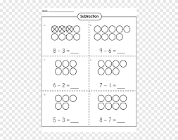 Subtraction is the opposite of the addition process. Subtraction Worksheet Kindergarten First Grade Learning Mathematics Angle Text Png Pngegg