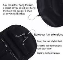 Hair Extension Storage Bag, Dustproof Wig Storage Bag Hair Extension Holder  Hair Hanger Waterproof and Portable with Zipper Transparent Zip Up Closure
