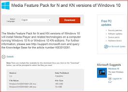 Media player codec pack supports almost every compression and file type used by modern video and audio files. Media Feature Pack For Windows 10 N And Kn Versions Ghacks Tech News