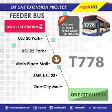 3.02981, 101.58176) is an elevated light rail transit station in the township of usj in the municipality of subang jaya the station is between the wawasan lrt station in the north and the alam megah lrt station in the southwest. Rapid Kl Take Feeder Bus T778 At Usj 21 Lrt Station To Facebook