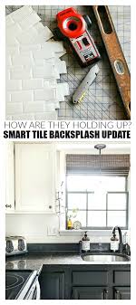 Installing a brick backsplash is a little more complicated and difficult than other types of tile. How Are They Holding Up Smart Tile Backsplash Review Little House Of Four Creating A Beautiful Home One Thrifty Project At A Time How Are They Holding Up Smart Tile