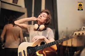 Gary Thain (1948-1975) from English rock group Uriah Heep posed in the  recording studio at the Chateau d'Herouville near Paris in France in 1973.  (Photo by Fin Costello/Redferns)