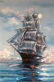 Navy Ship At Sea Painting On Canvas