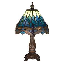 Small Tiffany Blue Dragonfly Lamp Romantic Dinner Table Lighting
