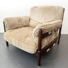 Chaise lounge chair w panther lion print tufted oversized large silk blend new this uniquely original lounge chair is a perfect detail of the decor. Mid Century Safari Lounge Chair In Solid Teak Light Brown Suede 1970s 136679