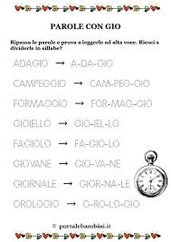 Bisillabe piane lettura bisillabe piane. Parole Con Gia Gio Giu Elenco E Schede Didattiche Portalebambini It