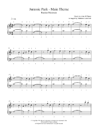 Jurassic Park Theme By John Williams Piano Sheet Music Rookie Level Piano Sheet Piano Sheet Music Clarinet Sheet Music