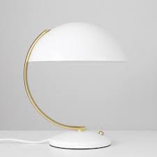 Iconic Clover White Curved Table Lamp With Brass Stem Table Lamp Lamp Curved Table