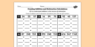 Advanced addition and subtraction exercises. Grade 3 Inverse Create Addition And Subtraction Calculations From A Set Of 3