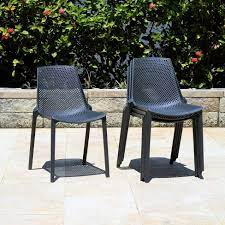 Keter rio 3 piece resin wicker patio furniture set with side table and outdoor chairs, dark grey. Elvis 4pk Plastic Resin Patio Chair Set Gray Amazonia Target