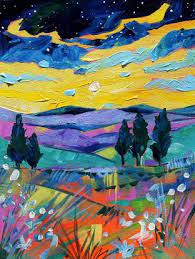 Colourful Landscape Painting By Eve Izzett