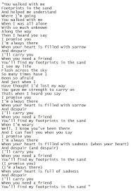 Footprints in the sand tears rolled down my face as i tried to smile. Lyrics Of Footprints In The Sand Popular Version Is Sung By Leona Lewis Meaningful Lyrics Music Lyrics Music Quotes