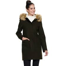 I was looking to buy this coat because i had bought a calvin klein slim wool coat some years ago and loved it so. Women S Nine West Hooded Faux Fur Trim Wool Blend Coat Annabella Creations