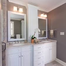 Bathroom Double Vanity Two Separate Framed Mirrors Middle Divider Cabinet Traditional Bathroom Contemporary Small Bathrooms Kids Bathroom Makeover