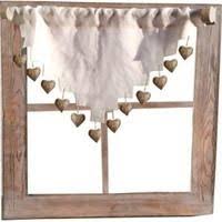 Petit Brise Bise En 100 Lin Ecru 13 Petits Coeurs En Bois Amovibles Pour Le Lavage 60x30cm Coeur En Bois Petit Rideau Decoration Shabby Chic