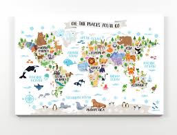 Printable Nursery Animal World Map For Kids Room Decor Animal Etsy Weltkarte Fur Kinder Karten Kinder Karten Kindergarten