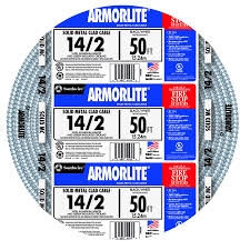 Available in spools or by the foot. 50 Ft 14 2 Awg Stranded Copper Mc Cable Wire Durable Aluminum Armored