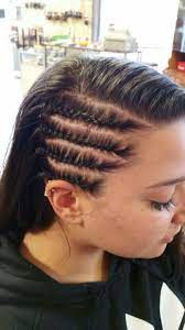 Side Cornrows Done With Clients Own Hair Sealed Using Black Rubber Bands Done House Of Africa Rubber Band Hairstyles Side Cornrows Side Hairstyles