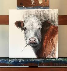 1 X1 Hereford Beauty Giclee Print Etsy Cow Art Farm Paintings Cow Canvas