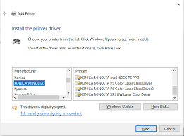 Download konica minolta konica minolta 163 drivers. Not All Printer Drivers From Windows Update Appear In Add Printer Wizard Windows Client Microsoft Docs