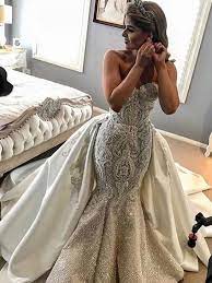 Gorgeous Shiny Beading Lace Strapless Overskirt Wedding Dresses Ab1525 Wedding Dresses Dresses Gowns