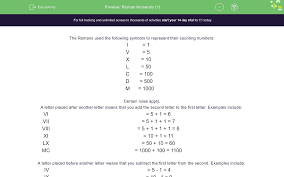 A olden english style number set with blackletter type designs on each number. Roman Numerals 1 Worksheet Edplace