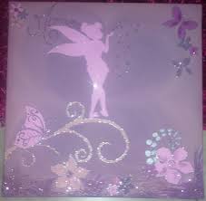 Tableau Fee Clochette Avec Prenom De L Enfant Peintures Par Alicia1989 Art Mural Papillon Peinture Fee Clochette