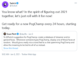 The term pogchamp is also often written textually in the chat, meaning activity, joy and energy. Yjz1g0s Hqhxcm