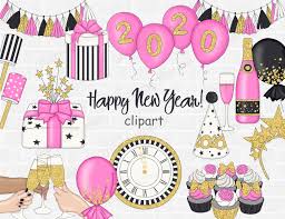 New Year Clip Art Party Clipart Winter Gold Glitter Champagne Planner Stickers Clipart Set Planner Girl Silver Planner Stic Party Clipart Clip Art Planner Girl