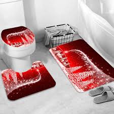 The set of two is perfect for your bathroom, use one for your vanity and the other for your tub and shower. Filove Christmas Bathroom Decor Sets 3 Pieces Merry Christmas Tree Bath Mats Set Non Slip Pedestal Rugs Contour Mat Lid Rug Bath Toilet Seat And Tank Cover Bath Carpet Christmas Decorations Set Toilets Toilet