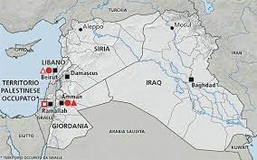 Lebanon (a country in asia). Cartina Della Regione Del Medio Oriente Siria Libano Giordania Iraq