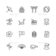 Japanese Theme Vector Icon Set In Thin Line Style Japanese Icon Japan Icon Bullet Journal Japan