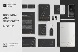 Download Front View Black Branding And Stationery Mockup Psd Design