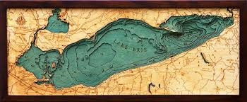 lake erie 3 d nautical wood chart 13 5 x 31