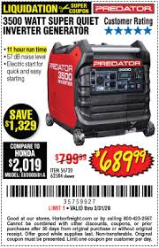 You should consider predator generators when buying one how to select a predator generator. Predator 3500 Watt Super Quiet Inverter Generator For 689 99 Harbor Freight Coupons