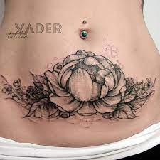 Do you suffer from striae gravidarum? Peony Tattoo On Tanya S Stomach To Hide Stretch Marks
