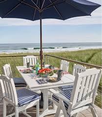 Includes 4 chairs, dining table and parasol with cover. All Weather Farmhouse Table Large Tables At L L Bean