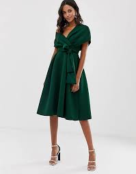 1 source for hot moms, cougars, grannies, gilf, milfs and more. Asos Design Vestito Da Cerimonia Midi Verde Bottiglia Con Spalle Scivolate E Allacciatura In Vita Asos