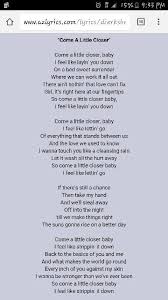 Dierks Bentley Come A Little Closer Our Wedding Song I Love You So Much Babe Come A Little Closer Dierks Bentley Lyrics Album Songs