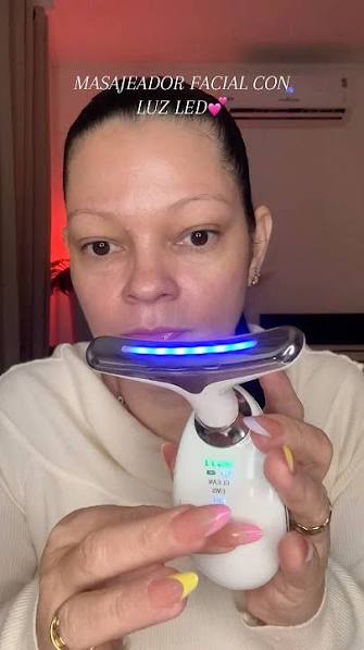 Masajeador facial con 3 luz led💕 #masajeadorconluzled #skincare