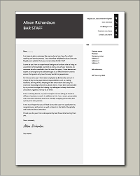 Kindly feel free to contact me for further discussions. Bar Staff Cover Letter Example Covering Letters Bartender Drinks Spirits Jobs Cv Template
