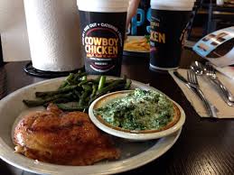 Cowboy Chicken Grilled Chicken Cream Spinach And Green Beans Approximately 10 Carbs Creamed Spinach Keto Restaurant Recipes