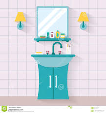 bathroom sink with mirror cartoon