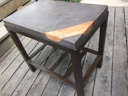 Concrete Coffee Table With Wood Inlay And Metal Base Concrete Wood Concrete Table Furniture