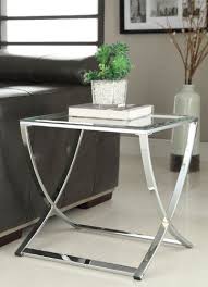 Chrome Finish Glass Chair Side End Table Glass Top End Tables Glass End Tables Contemporary Accent Tables