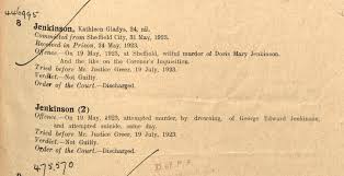 The Death of Doris May Jenkinson Ball Bridge Sheffield Saturday 19th May  1923