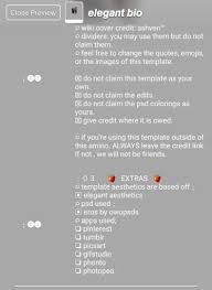 Aesthetic Bio Template Amino Copy And Paste Short 