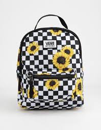 Black And White Checkered Vans With Sunflowers Vans Sunflower Check Mini Backpack Blkwh Tbd Smu Vans Bags Women Accessories Bags Mini Backpack