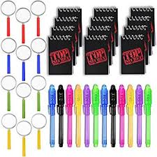 Black With Uv Light Mini Top Secret Notepads Invisible Ink Pen 12 Pack